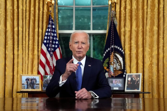 President Joe Biden addressing the nation from the Oval Office about his decision to step aside from the 2024 presidential race |whispergaze