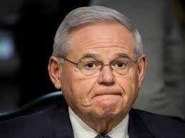 Senator Bob Menendez speaking outside the courthouse after being found guilty in a corruption trial."