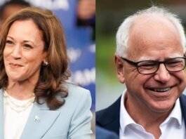 Tim Walz, Kamala Harris's vice presidential running mate for the 2024 election, known for his political experience and moderate stance.